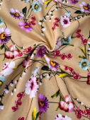 Футер принт цветы, цвет основы песочный (хлопок 100%), ширина 150 см Италия ФИП/150/56135