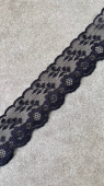 Кружево черное с волнистым краем, рисунок цветы (полиэстер), ширина 3,8 см Крч38/0107/12