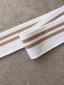 Подвяз белый с полосами бежево-песочного цвета (полиэстер), размер: ширина 4,5 длина 65-70 см ПКБ/45/77908