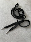 Шнурки черные плоские, наконечник серебро (длина 130 см ширина 1,2 см) ШКЧ/130/54409