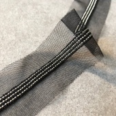 Тесьма с брелковой цепью 3 ряда на черной сетке, ширина 3,8 см (декоративная часть 0,7 см) ТКС/7/6531 мониль
