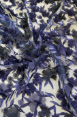 Сетка с вышивкой и цветами темно-синяя (полиэстер), ширина 160 см Италия СИС/160/8845