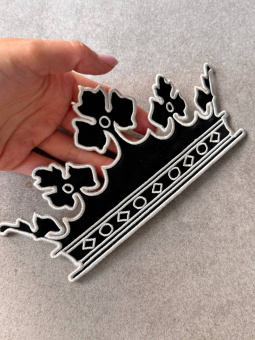 Нашивка "Корона"  цвет черно-белый, Италия, параметры: 19,2*9,5см АРТ.НИК/19/61450 по цене 927 руб./штука