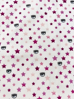 Хлопок CHIARA FERRAGNI белый, розовые звезды, 145 см ХИР/145/20175 по цене 2 697 руб./метр