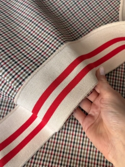 Подвяз песочный с красными полосами (вискоза), размер 90*7,5 см ПКП/90/61663 по цене 735 руб./штука