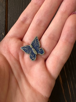 Пуговицы-бабочки синие (металл), 1,8 см Италия ПИС/18/9642 по цене 57 руб./штука