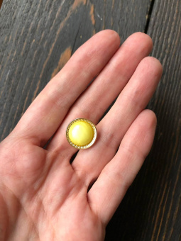Пуговицы желтые с золотым ободком (пластик), размер 1,6 см Италия ПИЖ/16/88018 по цене 19 руб./штука