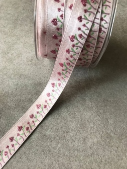 Тесьма розовая, рисунок цветы, 1,6 см ТИР/16/0455 по цене 89 руб./метр