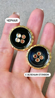 Пуговицы цвет черный/золото (пластик), размер 2,5 см Италия ПИЧ/25/56279 по цене 40 руб./штука