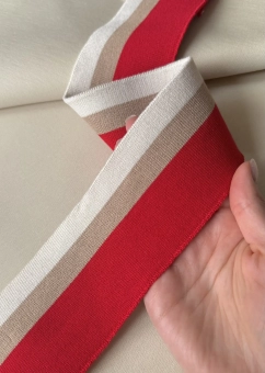 Подвяз полосы красный/песочный/сливочный (вискоза, достаточно плотный), размер 6,5*95 см ПКК/95/61694 по цене 649 руб./штука