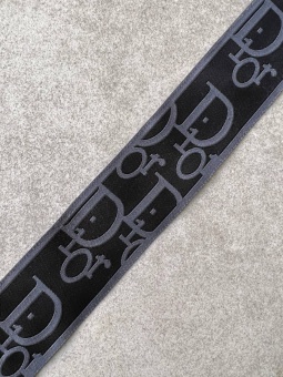 Тесьма черная с серо-синими буквами, ширина 4 см ТКЧ/40/2122 по цене 275 руб./метр